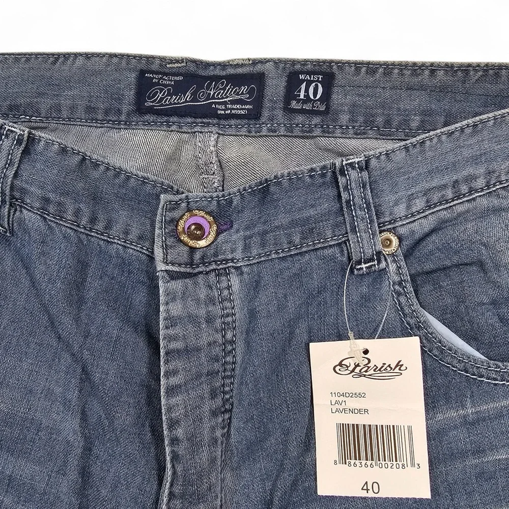 NWT‎ Parish Nation Denim Jeans Mens 40 Lavender Blue Embellished Pockets